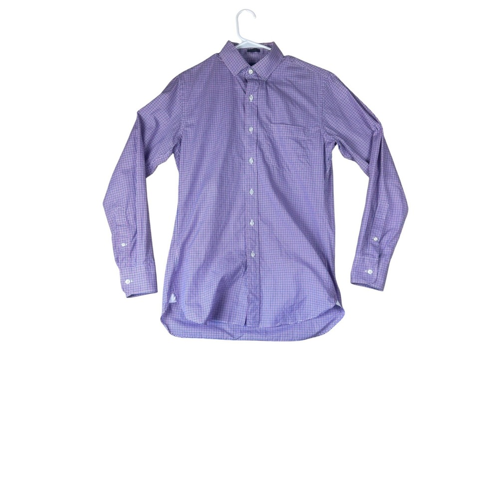 J.Crew Ludlow Mens Small Purple Gingham 120s 2 Ply Cotton Button Down Shirt